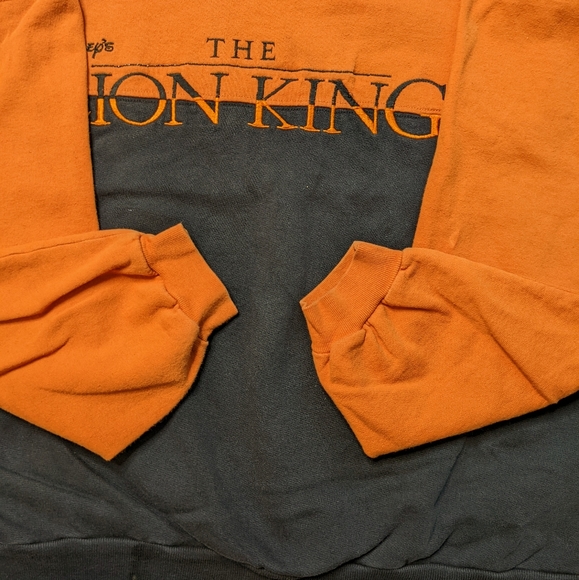 ❌SOLD❌ Vintage 90's Disney Lion King Sweater Orange Black Men's Large Adult - Picture 5 of 15